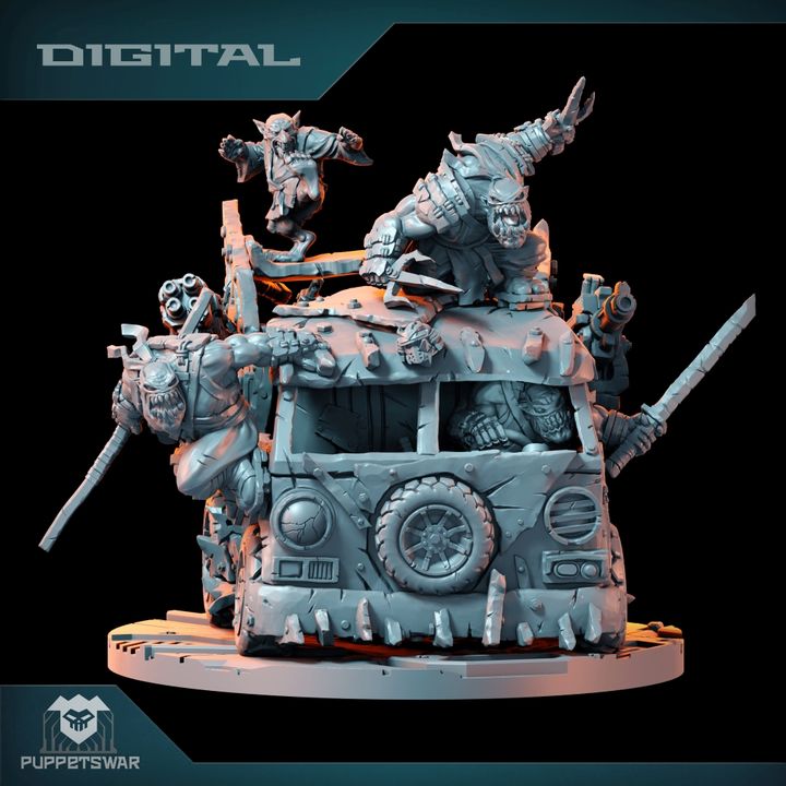 3D Printable Orc Ninja Battle Van by Puppetswar Miniatures